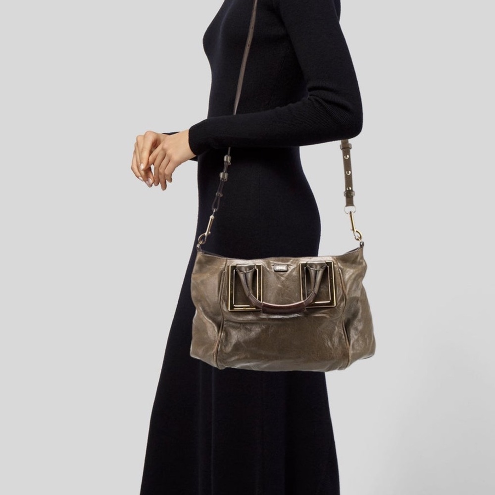 VINTAGE Chloe Olive Leather Tote Bag - Picture 3 of 11